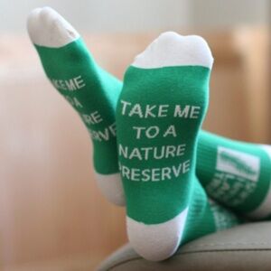 NWT Sock Club Green White Casual Crew Socks “take me to a nature preserve” OSFM